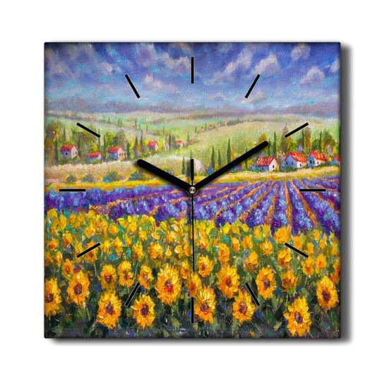 Zegar obraz na płótnie do biura Kwiaty wieś 30x30, Coloray Coloray