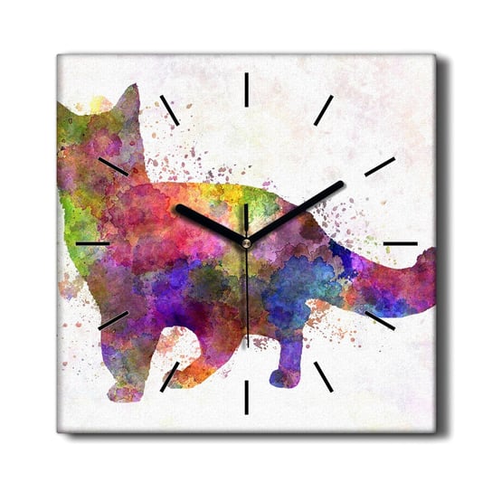 Zegar obraz na płótnie do biura Zwierzę kot 30x30, Coloray Coloray
