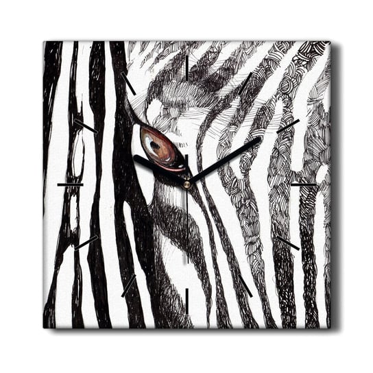Zegar obraz na płótnie Zwierzę zebra paski 30x30, Coloray Coloray