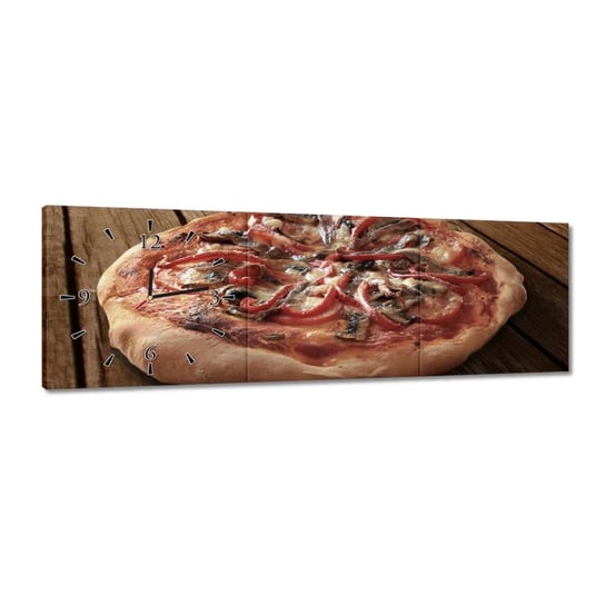 Zegar Pizza na drewnianym stole, 90x30cm ZeSmakiem