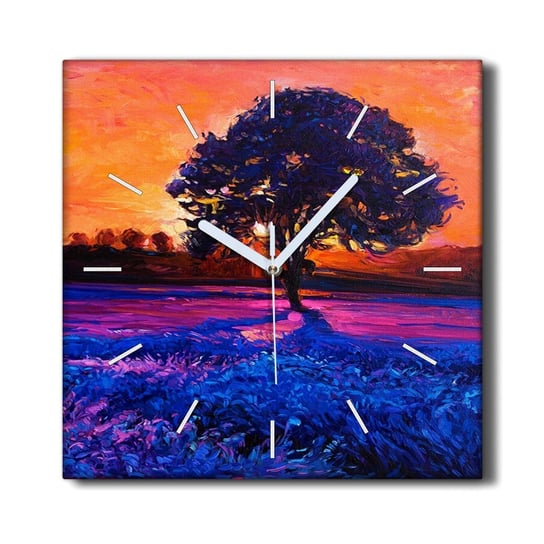 Zegar płótno do kuchni 30x30 Kwiaty zachód słońca, Coloray Coloray
