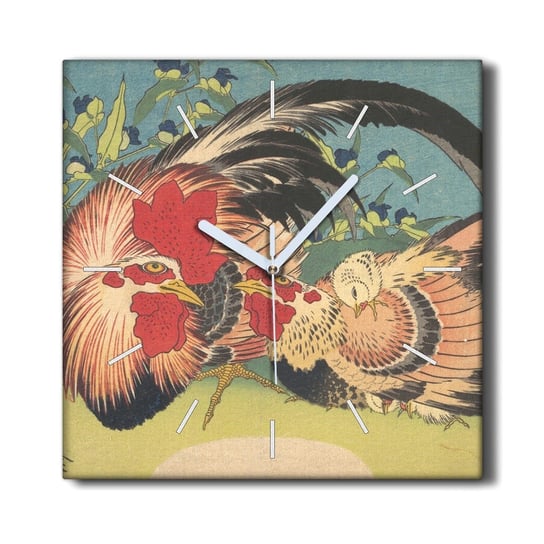 Zegar płótno do kuchni 30x30 Zwierzęta kogut kura, Coloray Coloray