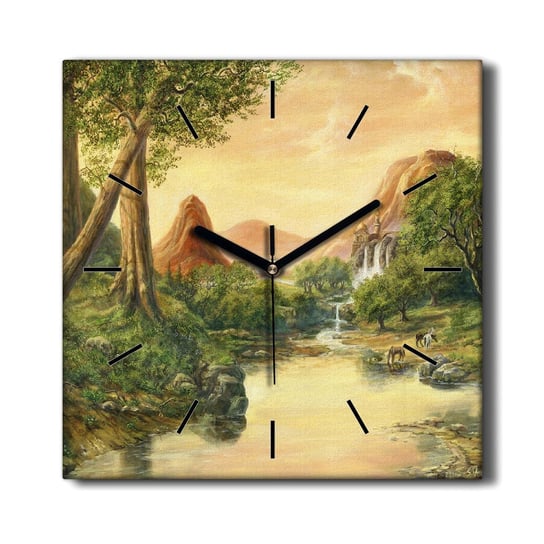 Zegar płótno Fantasy drzewa góry krajobraz 30x30, Coloray Coloray