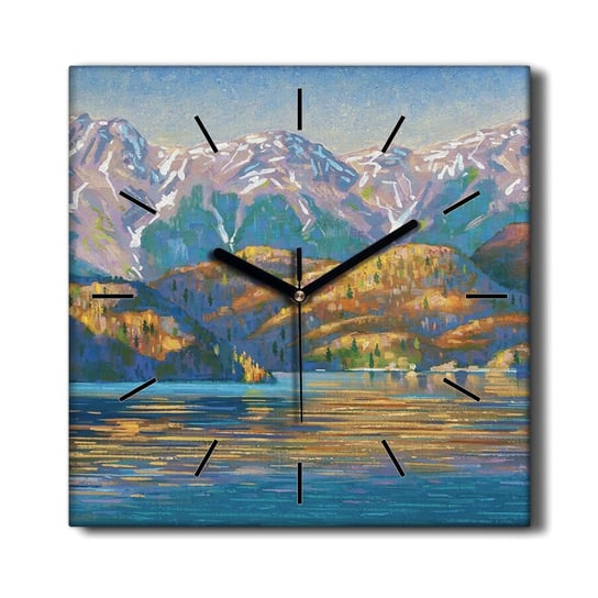 Zegar płótno Malarstwo góry jezioro drzewa 30x30, Coloray Coloray