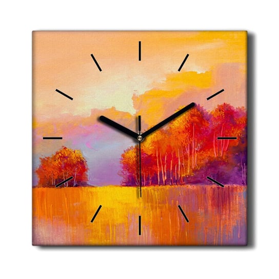 Zegar płótno Malarstwo las jesień przyroda 30x30, Coloray Coloray