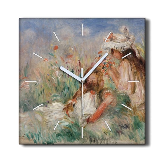Zegar płótno na ramie 30x30 Dziewczyny łąka kwiaty, Coloray Coloray
