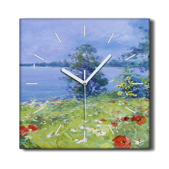 Zegar płótno na ramie 30x30 Kwiaty woda przyroda, Coloray Coloray