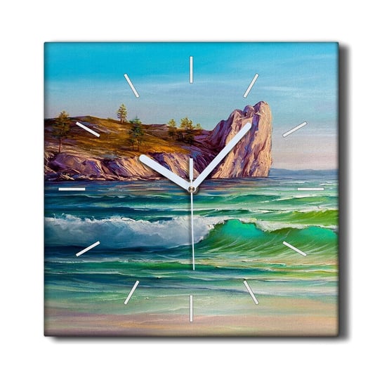 Zegar płótno na ramie 30x30 Wybrzeże fale przyroda, Coloray Coloray
