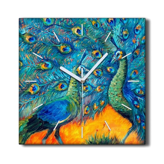Zegar płótno na ramie 30x30 Zwierzęta ptaki pawie, Coloray Coloray