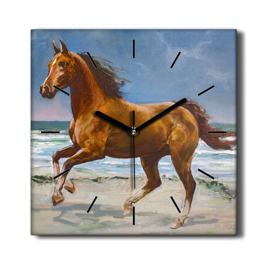 Zegar płótno Plaża wybrzeże koń morze fale 30x30, Coloray Coloray