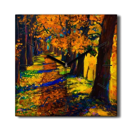 Zegar płótno Ścieżka drzewa liście jesień 30x30 cm, Coloray Coloray