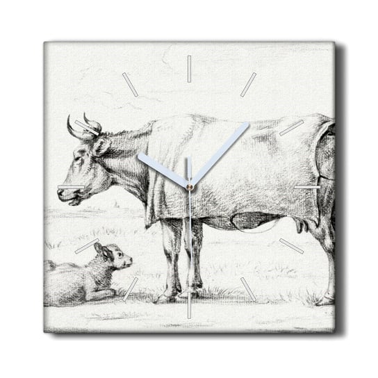 Zegar płótno z grafiką 30x30 Zwierzę krowy cielę, Coloray Coloray