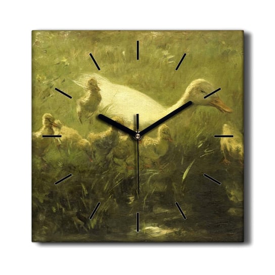 Zegar płótno Zwierzęta kaczki trawa natura 30x30, Coloray Coloray
