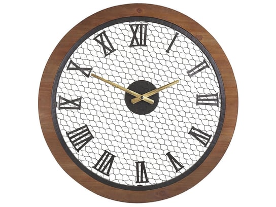 Zegar ścienny ø 54 cm ciemne drewno FUBEROS Beliani