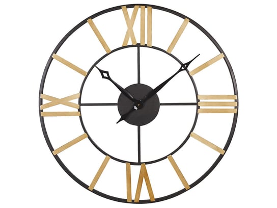 Zegar ścienny ø 80 cm czarny ze złotym VALSOT Beliani