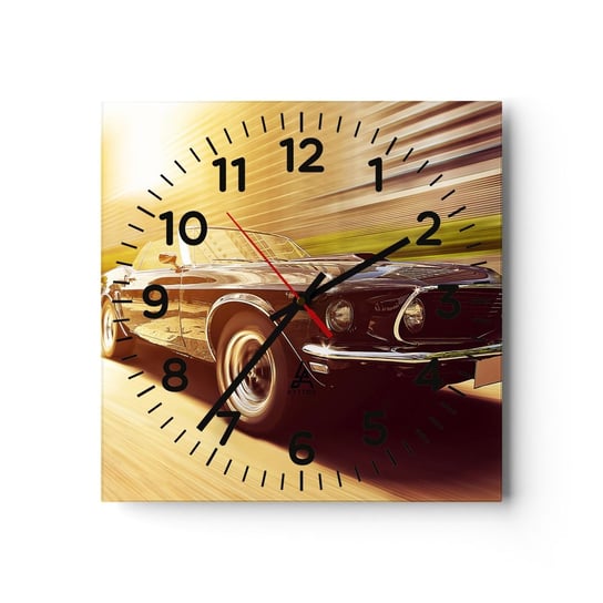 Zegar ścienny - 1967 - powrót legendy - 30x30cm - Samochód Kabriolet Motoryzacja - Kwadratowy zegar ścienny - Nowoczeny Stylowy Zegar do salonu do kuchni - Cichy i Modny zegar ARTTOR