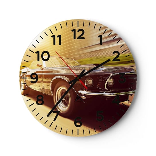 Zegar ścienny - 1967 - powrót legendy - 30x30cm - Samochód Kabriolet Motoryzacja - Okrągły zegar ścienny - Nowoczeny Stylowy Zegar do salonu do kuchni - Cichy i Modny zegar ARTTOR