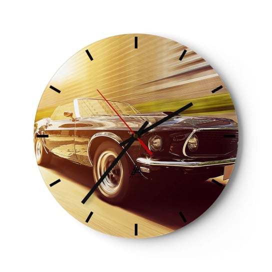 Zegar ścienny - 1967 - powrót legendy - 40x40cm - Samochód Kabriolet Motoryzacja - Okrągły zegar ścienny - Nowoczeny Stylowy Zegar do salonu do kuchni - Cichy i Modny zegar ARTTOR