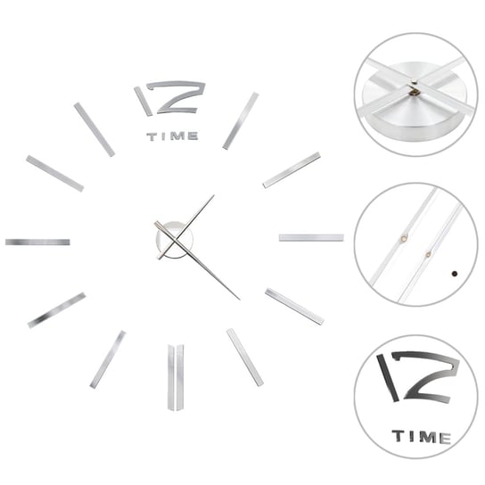 Zegar ścienny 3D DIY - srebrny, średnica 100cm, lś / AAALOE Inna marka