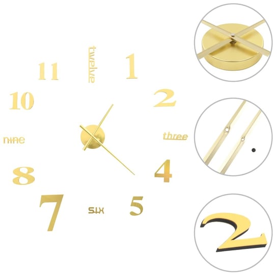Zegar ścienny 3D DIY złoty 100 cm / AAALOE Inna marka
