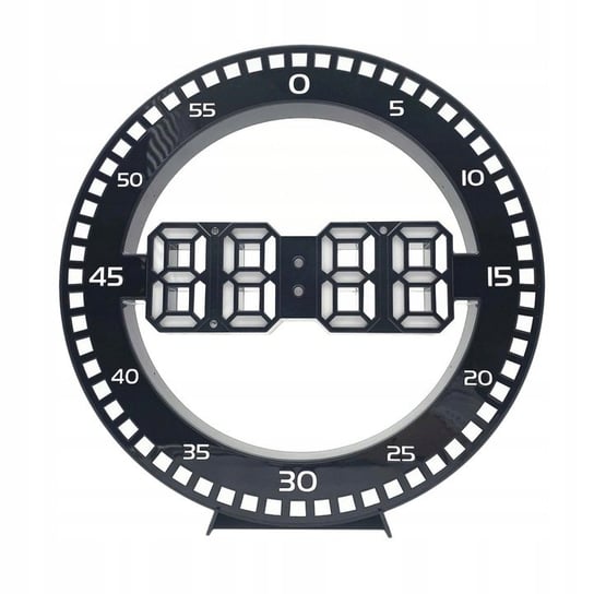 Zegar ścienny 3d LED  Cyfrowy DUŻY OKGRĄŁY LOFT Kipps - biały czarny Inna marka