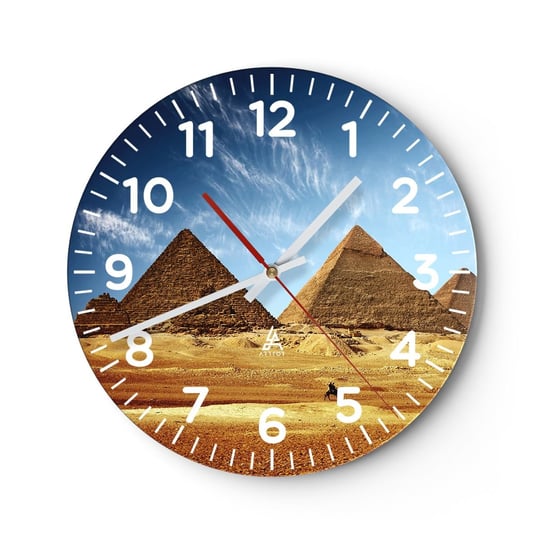 Zegar ścienny - 40 wieków patrzy na was - 30x30cm - Piramidy Architektura Krajobraz - Okrągły zegar ścienny - Nowoczeny Stylowy Zegar do salonu do kuchni - Cichy i Modny zegar ARTTOR