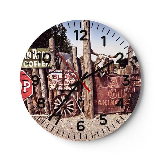 Zegar ścienny - A czas się zatrzymał - 30x30cm - Znak Drogowy Droga 66 Usa - Okrągły zegar ścienny - Nowoczeny Stylowy Zegar do salonu do kuchni - Cichy i Modny zegar ARTTOR