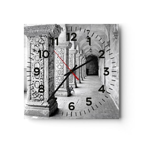Zegar ścienny - A dokąd to…? - 30x30cm - Architektura Sztuka Czarno-Biały - Kwadratowy zegar ścienny - Nowoczeny Stylowy Zegar do salonu do kuchni - Cichy i Modny zegar ARTTOR