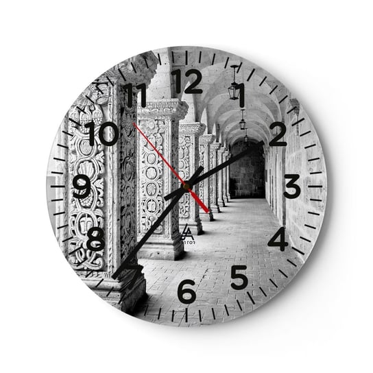 Zegar ścienny - A dokąd to…? - 40x40cm - Architektura Sztuka Czarno-Biały - Okrągły zegar szklany - Nowoczeny Stylowy Zegar do salonu do kuchni - Cichy i Modny zegar ARTTOR