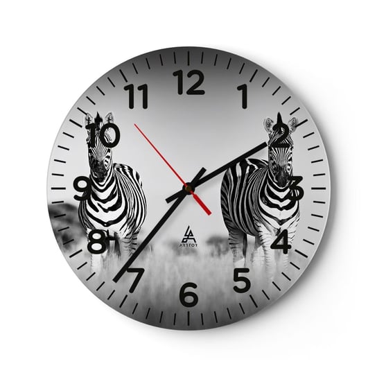 Zegar ścienny - A jednak świat jest czarno-biały - 30x30cm - Zwierzęta Zebra Czarno-Biały - Okrągły zegar ścienny - Nowoczeny Stylowy Zegar do salonu do kuchni - Cichy i Modny zegar ARTTOR