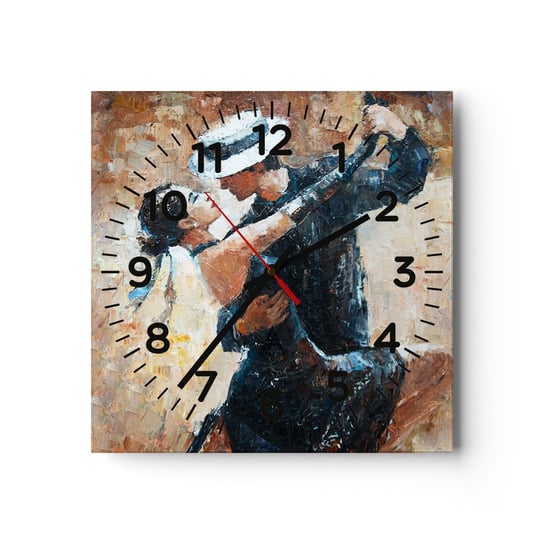 Zegar ścienny - A la Rudolf Valentino - 30x30cm - Abstrakcja Taniec Tango - Kwadratowy zegar ścienny - Nowoczeny Stylowy Zegar do salonu do kuchni - Cichy i Modny zegar ARTTOR