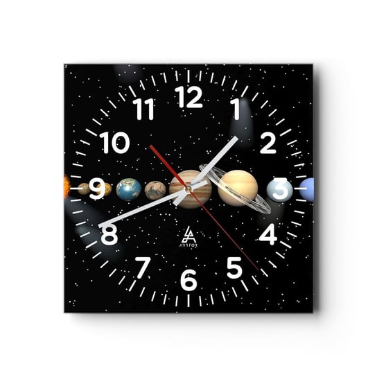 Zegar ścienny - A planety szaleją, szaleją… - 30x30cm - Kosmos I Astronomia Układ Słoneczny Planety - Kwadratowy zegar ścienny - Nowoczeny Stylowy Zegar do salonu do kuchni - Cichy i Modny zegar ARTTOR