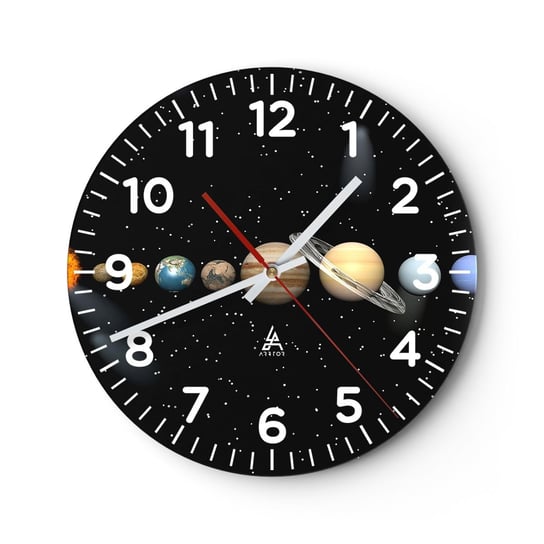 Zegar ścienny - A planety szaleją, szaleją… - 30x30cm - Kosmos I Astronomia Układ Słoneczny Planety - Okrągły zegar ścienny - Nowoczeny Stylowy Zegar do salonu do kuchni - Cichy i Modny zegar ARTTOR