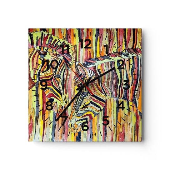 Zegar ścienny - A więc ty też… - 30x30cm - Abstrakcja Zebra Sztuka - Kwadratowy zegar ścienny - Nowoczeny Stylowy Zegar do salonu do kuchni - Cichy i Modny zegar ARTTOR
