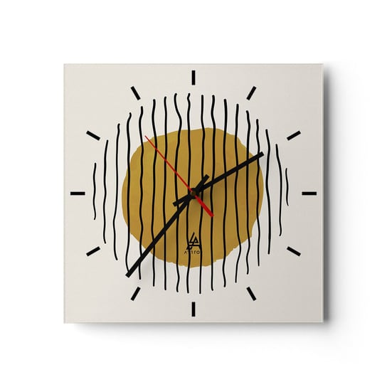 Zegar ścienny - Abstrakcja drżąca od żaru - 30x30cm - Abstrakcja Sztuka Minimalizm - Kwadratowy zegar na szkle - Nowoczeny Stylowy Zegar do salonu do kuchni - Cichy i Modny zegar ARTTOR