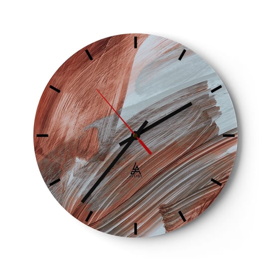 Zegar ścienny - Abstrakcja jesienna i wietrzna - 30x30cm - Sztuka Chaos Minimalizm - Okrągły zegar na szkle - Nowoczeny Stylowy Zegar do salonu do kuchni - Cichy i Modny zegar ARTTOR