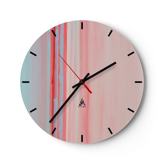 Zegar ścienny - Abstrakcja o świcie - 30x30cm - Pastelowy Minimalistyczny Sztuka - Okrągły zegar na szkle - Nowoczeny Stylowy Zegar do salonu do kuchni - Cichy i Modny zegar ARTTOR