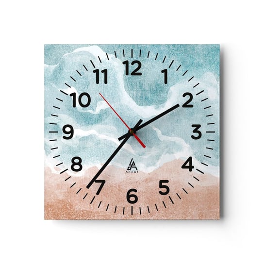 Zegar ścienny - Abstrakcja obłoczna - 30x30cm - Plaża Pejzaż Morze - Kwadratowy zegar ścienny - Nowoczeny Stylowy Zegar do salonu do kuchni - Cichy i Modny zegar ARTTOR