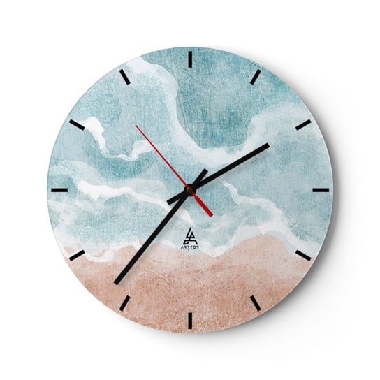 Zegar ścienny - Abstrakcja obłoczna - 30x30cm - Plaża Pejzaż Morze - Okrągły zegar na szkle - Nowoczeny Stylowy Zegar do salonu do kuchni - Cichy i Modny zegar ARTTOR