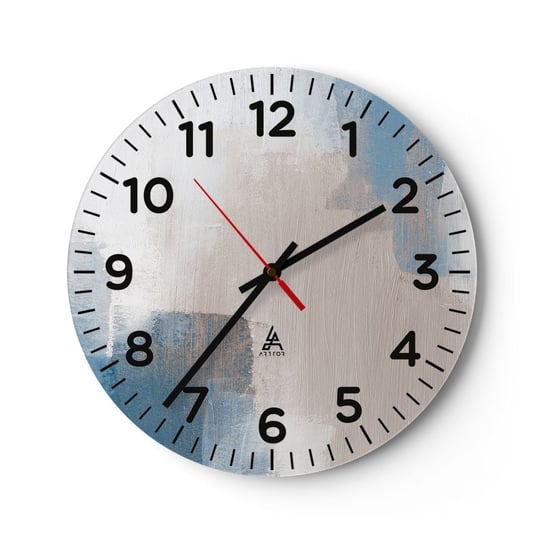 Zegar ścienny - Abstrakcja różowa za zasłoną błękitu - 30x30cm - Sztuka Współczesny Farby - Okrągły zegar ścienny - Nowoczeny Stylowy Zegar do salonu do kuchni - Cichy i Modny zegar ARTTOR
