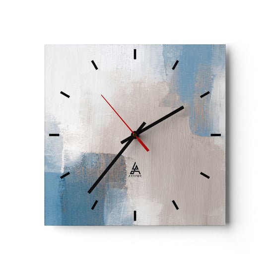 Zegar ścienny - Abstrakcja różowa za zasłoną błękitu - 40x40cm - Sztuka Współczesny Farby - Kwadratowy zegar ścienny - Nowoczeny Stylowy Zegar do salonu do kuchni - Cichy i Modny zegar ARTTOR
