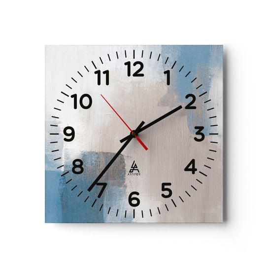 Zegar ścienny - Abstrakcja różowa za zasłoną błękitu - 40x40cm - Sztuka Współczesny Farby - Kwadratowy zegar szklany - Nowoczeny Stylowy Zegar do salonu do kuchni - Cichy i Modny zegar ARTTOR