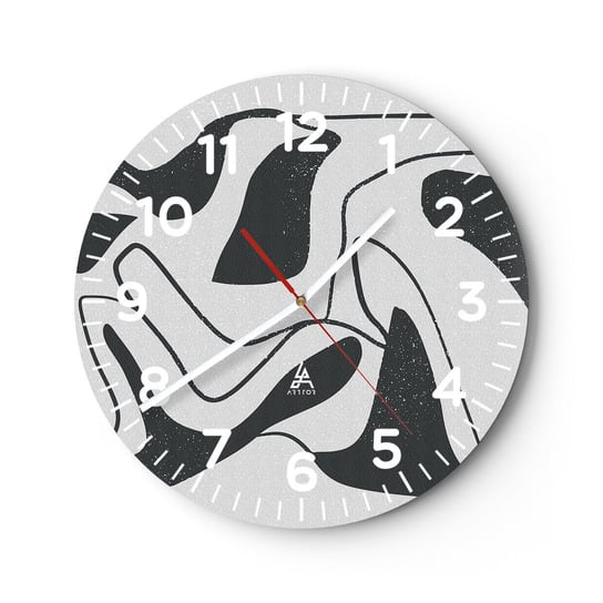 Zegar ścienny - Abstrakcyjna zabawa w labiryncie - 30x30cm - Boho Minimalizm Sztuka - Okrągły zegar ścienny - Nowoczeny Stylowy Zegar do salonu do kuchni - Cichy i Modny zegar ARTTOR