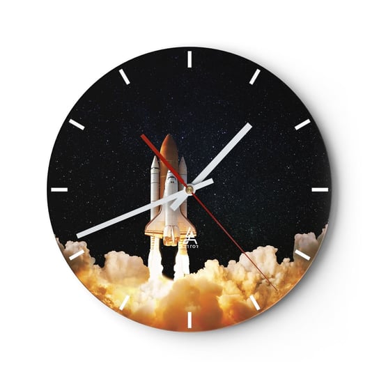 Zegar ścienny - Ad astra! - 30x30cm - Kosmos Astronomia Statek Kosmiczny - Okrągły zegar na szkle - Nowoczeny Stylowy Zegar do salonu do kuchni - Cichy i Modny zegar ARTTOR