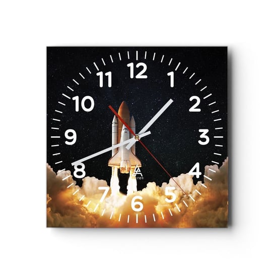 Zegar ścienny - Ad astra! - 40x40cm - Kosmos Astronomia Statek Kosmiczny - Kwadratowy zegar szklany - Nowoczeny Stylowy Zegar do salonu do kuchni - Cichy i Modny zegar ARTTOR