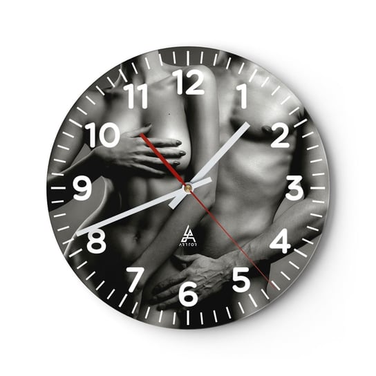 Zegar ścienny - Adam i Ewa - 30x30cm - Kobieta Mężczyzna Ciało - Okrągły zegar ścienny - Nowoczeny Stylowy Zegar do salonu do kuchni - Cichy i Modny zegar ARTTOR