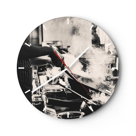 Zegar ścienny - Alchemia smaków - 40x40cm - Kuchnia Gastronomia Restauracja - Okrągły zegar ścienny - Nowoczeny Stylowy Zegar do salonu do kuchni - Cichy i Modny zegar ARTTOR