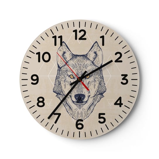 Zegar ścienny - Alfa o przenikliwym spojrzeniu - 30x30cm - Zwierzęta Pies Husky - Okrągły zegar ścienny - Nowoczeny Stylowy Zegar do salonu do kuchni - Cichy i Modny zegar ARTTOR