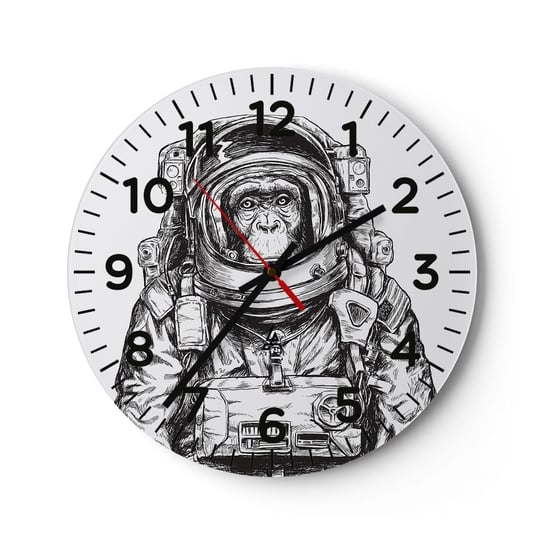 Zegar ścienny - Alternatywna ewolucja - 30x30cm - Abstrakcja Astronauta Małpa - Okrągły zegar ścienny - Nowoczeny Stylowy Zegar do salonu do kuchni - Cichy i Modny zegar ARTTOR