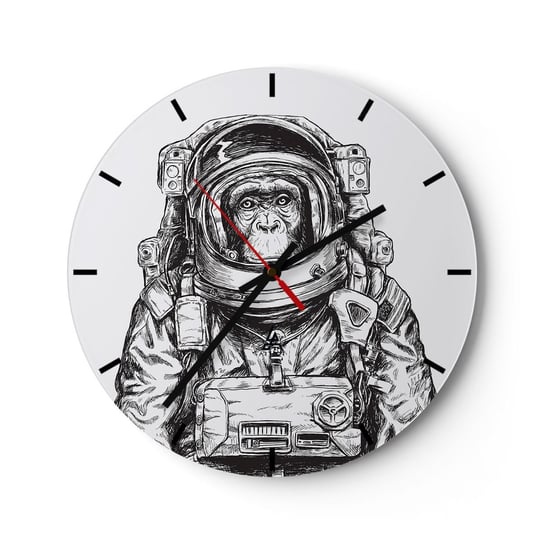 Zegar ścienny - Alternatywna ewolucja - 40x40cm - Abstrakcja Astronauta Małpa - Okrągły zegar ścienny - Nowoczeny Stylowy Zegar do salonu do kuchni - Cichy i Modny zegar ARTTOR